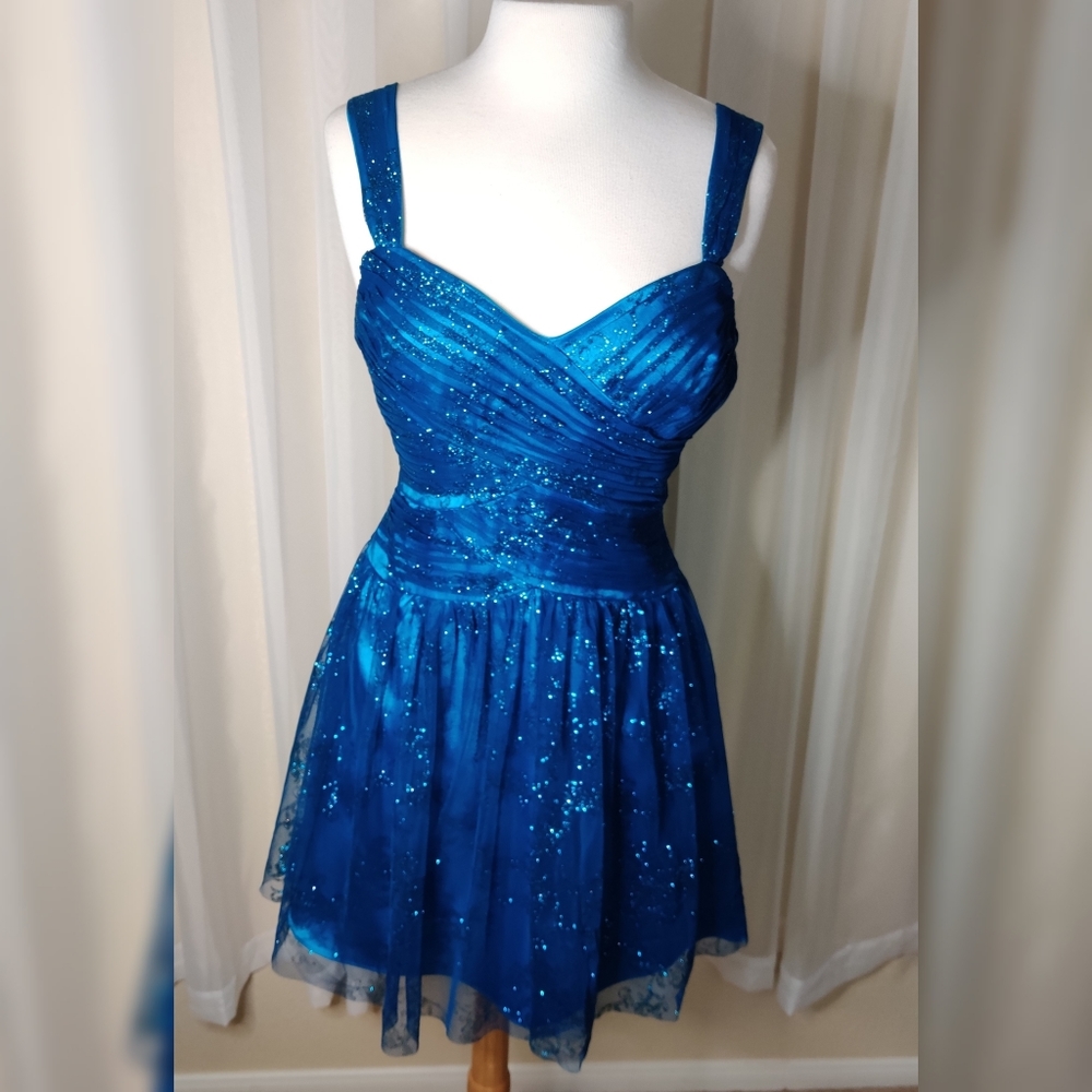 Not For Sale MXI  Juniors Homecoming/ Prom Blue Tulle Glitter Fit & Flare Dress
